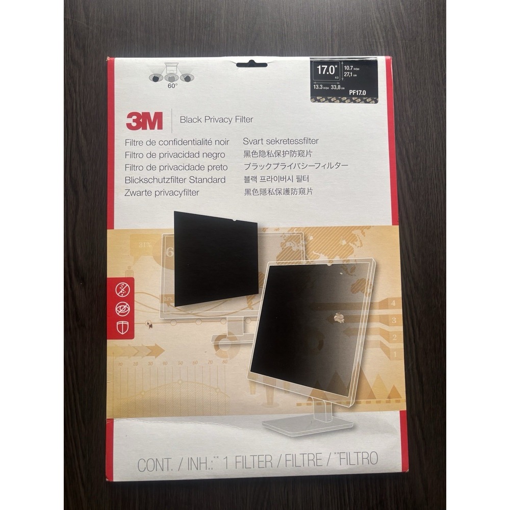 New 3M™ LCD Monitor 17" Screen Privacy Computer Filter, Black Pf17.0
